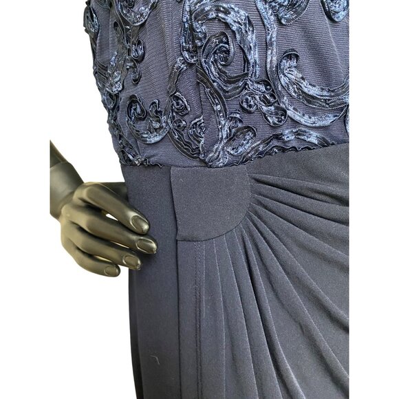 Connected Women’s Petite Soutache Faux-Wrap Gown Navy NWT - Picture 3 of 6